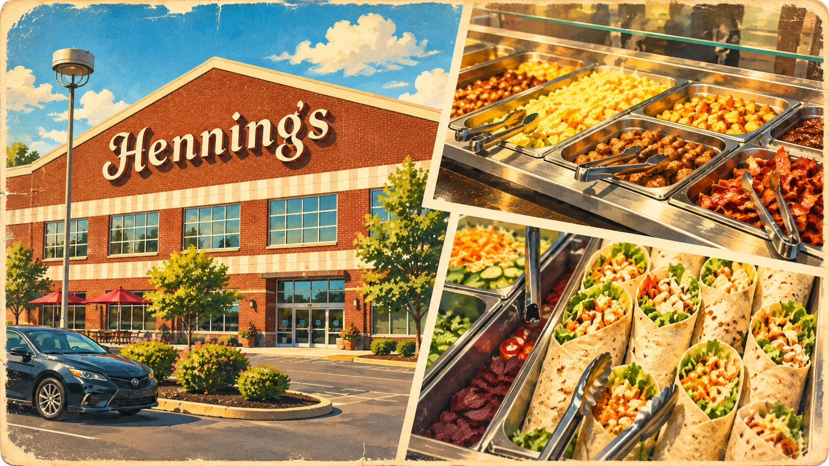Henning’s Market Buffet Postcard