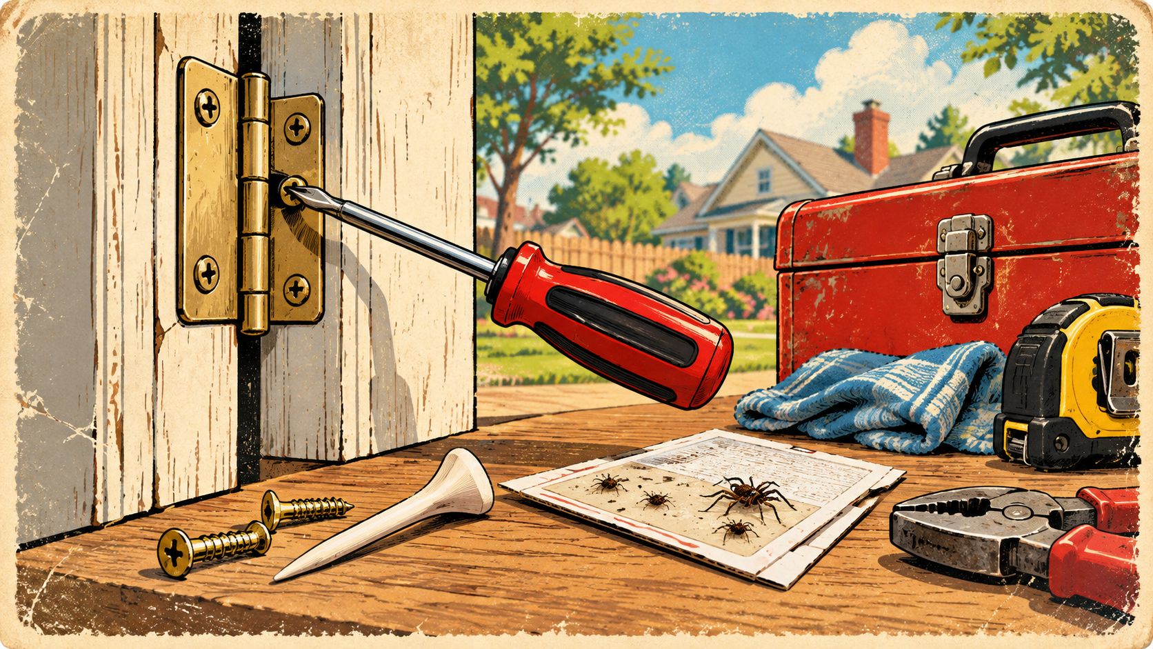 Door hinge repair and home maintenance tools